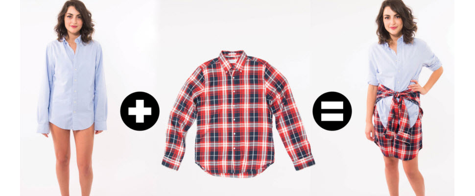 超神奇穿衣術，讓男友帥氣襯衫變身成休閒小洋裝❤