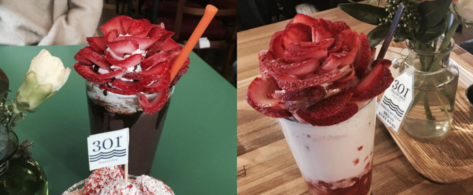 驚！草莓拿鐵上竟然出現一朵立體玫瑰花