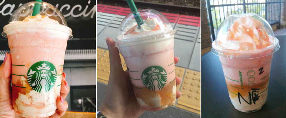 粉紅色的～星巴克推蜜桃星冰樂，可惜只有日本才喝得到！