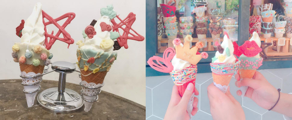 自己的冰淇淋自己做！眼前的餅乾全部都可以DIY喔～