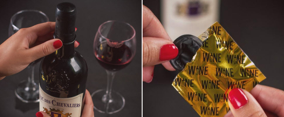 酒喝不完怎麼辦？沒關係，只要套上超酷的「酒用保險套」就OK囉～