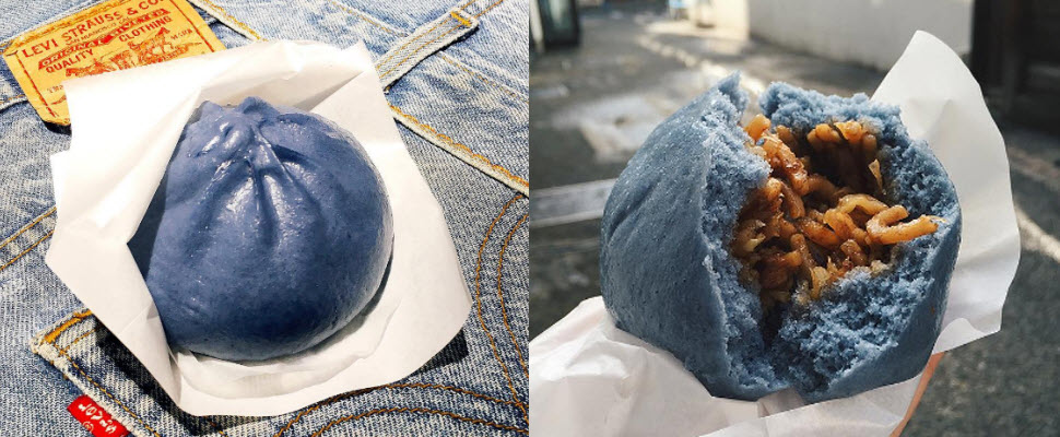 你有看過藍色的包子嗎？一顆顆單寧肉包吃下肚，感覺好療癒喔～