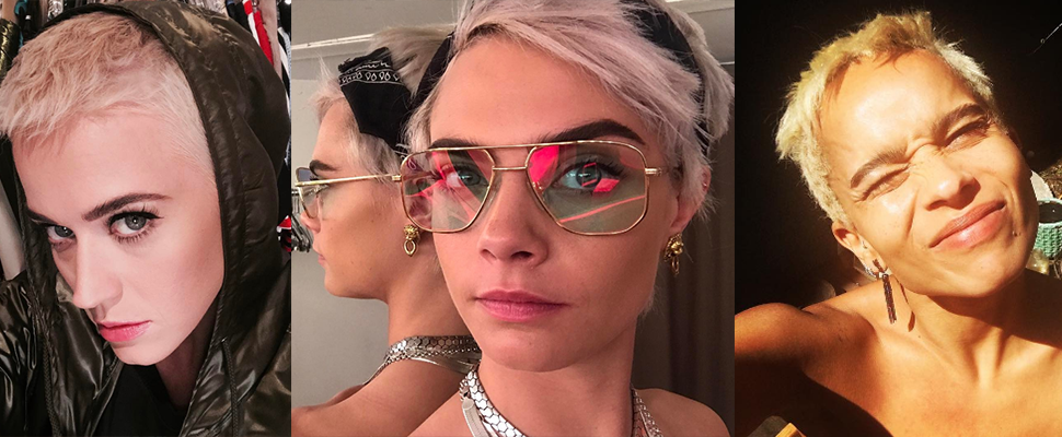 英國名模Cara Delevingne一張自拍宣告「白金精靈系極短髮」正式回歸時尚界