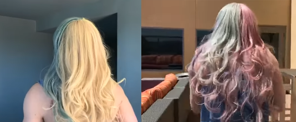 這是什麼巫術？一頭金髮居然在陽光下變色成彩虹色！