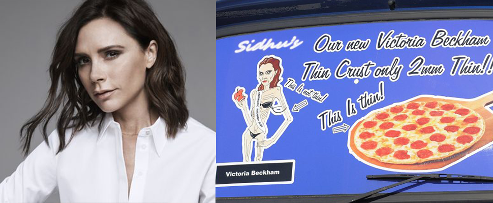 小心我「吉」死你～貝嫂怒告英國Pizza店拿她身材當笑話！