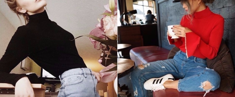 別怕！這樣穿高領毛衣，肉臉妹子也能一秒變身小V臉～