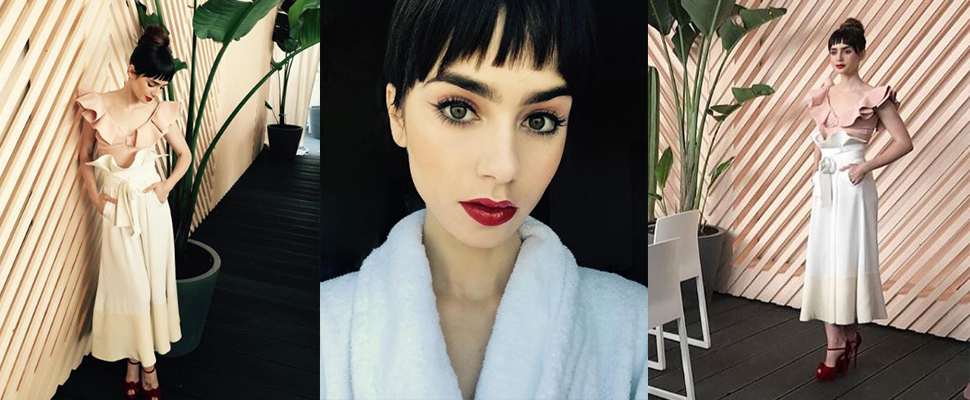 莉莉柯林斯坎城影展神複製奧黛麗赫本風采！復古女伶扮相秒殺全場快門