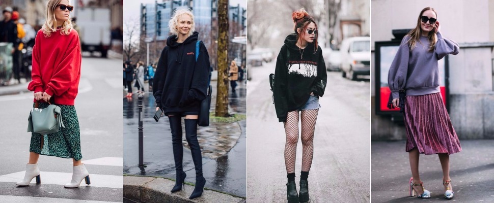 除了搭丹寧褲，衛衣還可以變化出這4款又辣又時髦的OOTD～